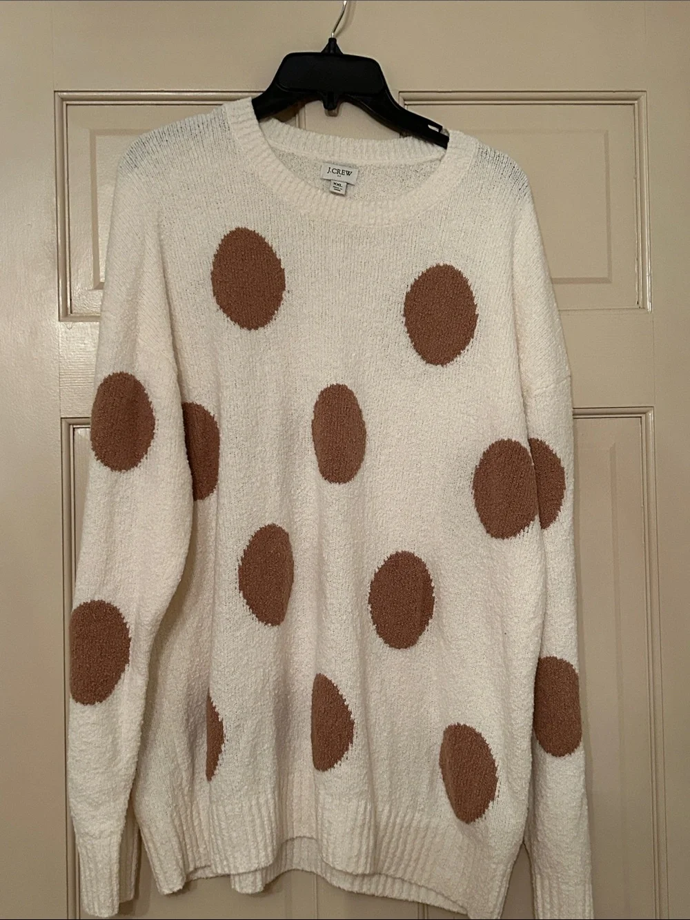 J. Crew Cream Sweater with Brown Polka Dots